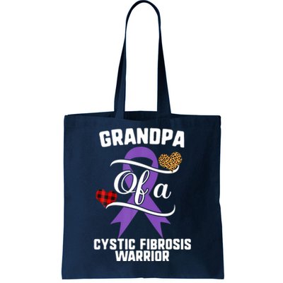 Grandpa Cystic Fibrosis Awareness Leopard Buffalo Plaid Gift Tote Bag