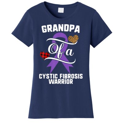 Grandpa Cystic Fibrosis Awareness Leopard Buffalo Plaid Gift Women's T-Shirt