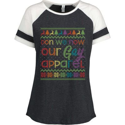 Gay Christmas Funny Lgbt Don We Now Our Gay Rainbow Gift Enza Ladies Jersey Colorblock Tee