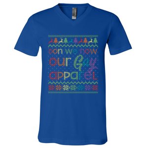 Gay Christmas Funny Lgbt Don We Now Our Gay Rainbow Gift V-Neck T-Shirt