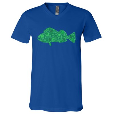 Green Clover Fish St Patrick's Day Love Fishing Great Gift V-Neck T-Shirt