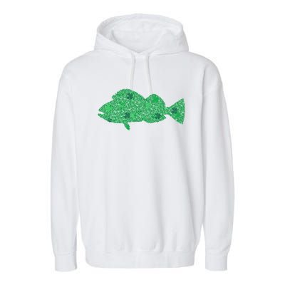 Green Clover Fish St Patrick's Day Love Fishing Great Gift Garment-Dyed Fleece Hoodie