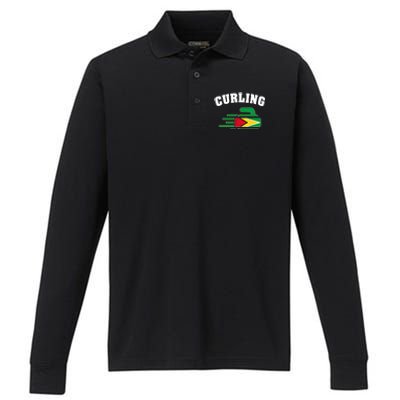 Guyana Curling Fans Jersey Guyanese Curlers Winter Sports Gift Performance Long Sleeve Polo