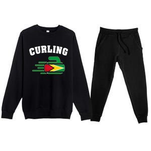 Guyana Curling Fans Jersey Guyanese Curlers Winter Sports Gift Premium Crewneck Sweatsuit Set