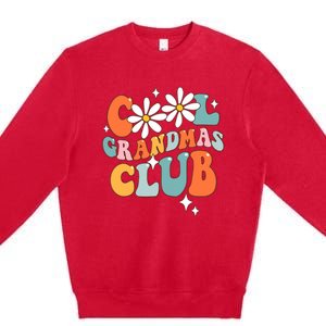 Groovy Cool Grandmas Club Funny Smile Mothers Day Premium Crewneck Sweatshirt