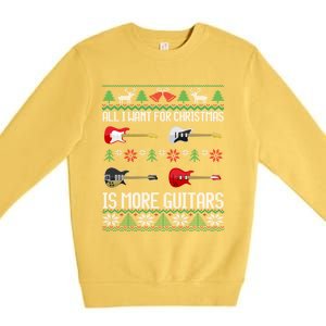 Guitars Christmas Guitarist Guitar Ugly Christmas Cute Gift Premium Crewneck Sweatshirt