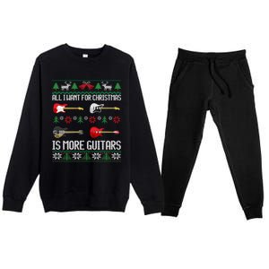 Guitars Christmas Guitarist Guitar Ugly Christmas Cute Gift Premium Crewneck Sweatsuit Set