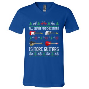 Guitars Christmas Guitarist Guitar Ugly Christmas Cute Gift V-Neck T-Shirt