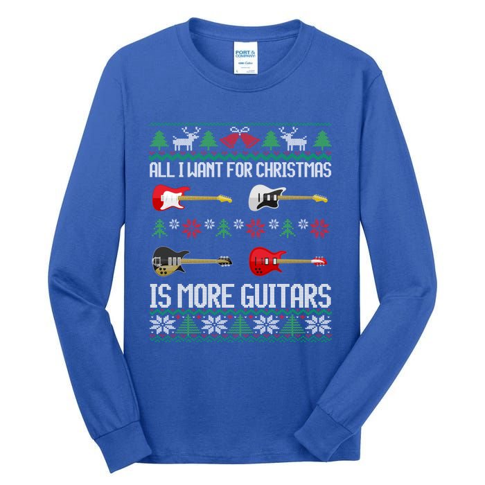 Guitars Christmas Guitarist Guitar Ugly Christmas Cute Gift Tall Long Sleeve T-Shirt