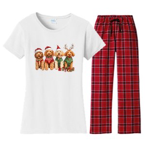 Goldendoodle Christmas Golden Doodle Pajamas For Women Women's Flannel Pajama Set