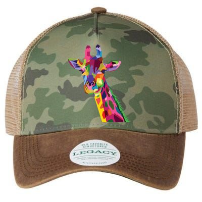 Giraffe Colorful Geometric Mammal Fauna Pop Art Style Legacy Tie Dye Trucker Hat