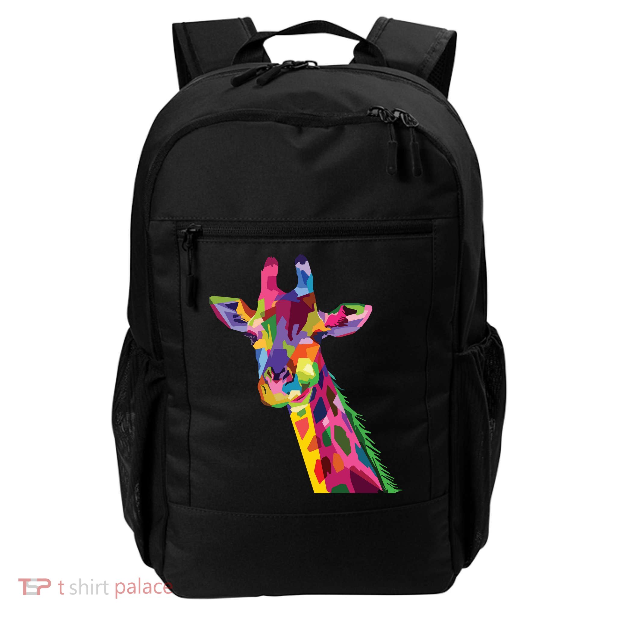 Giraffe Colorful Geometric Mammal Fauna Pop Art Style Backpack