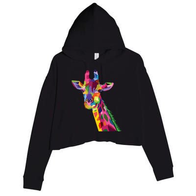 Giraffe Colorful Geometric Mammal Fauna Pop Art Style Crop Fleece Hoodie