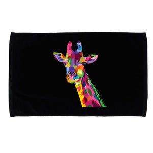 Giraffe Colorful Geometric Mammal Fauna Pop Art Style Microfiber Hand Towel