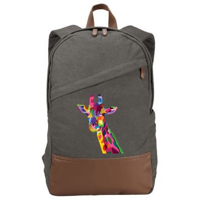Giraffe Colorful Geometric Mammal Fauna Pop Art Style Cotton Canvas Backpack