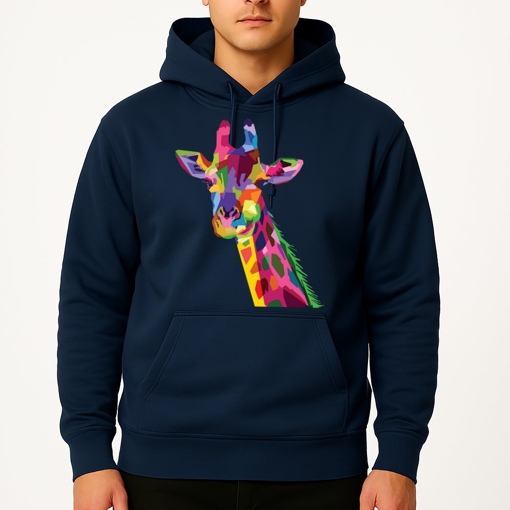 Giraffe Colorful Geometric Mammal Fauna Pop Art Style Hoodie