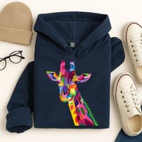 Giraffe Colorful Geometric Mammal Fauna Pop Art Style Hoodie