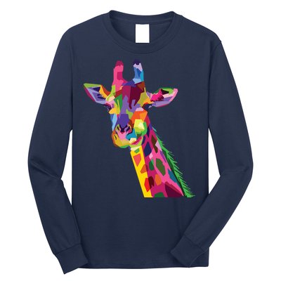 Giraffe Colorful Geometric Mammal Fauna Pop Art Style Long Sleeve Shirt