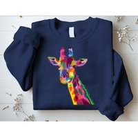 Giraffe Colorful Geometric Mammal Fauna Pop Art Style Sweatshirt