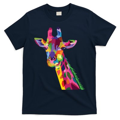Giraffe Colorful Geometric Mammal Fauna Pop Art Style T-Shirt