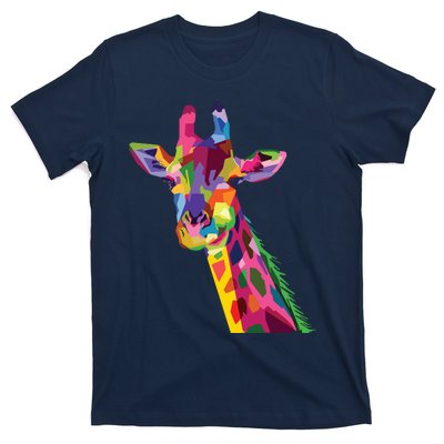 Giraffe Colorful Geometric Mammal Fauna Pop Art Style T-Shirt