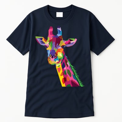 Giraffe Colorful Geometric Mammal Fauna Pop Art Style Tall T-Shirt