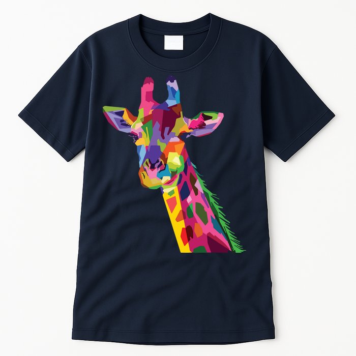 Giraffe Colorful Geometric Mammal Fauna Pop Art Style Tall T-Shirt
