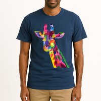 Giraffe Colorful Geometric Mammal Fauna Pop Art Style Tall T-Shirt