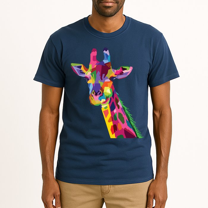 Giraffe Colorful Geometric Mammal Fauna Pop Art Style Tall T-Shirt