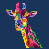 Giraffe Colorful Geometric Mammal Fauna Pop Art Style Tall T-Shirt