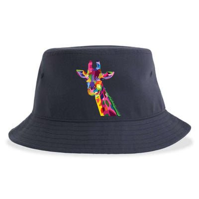 Giraffe Colorful Geometric Mammal Fauna Pop Art Style Sustainable Bucket Hat