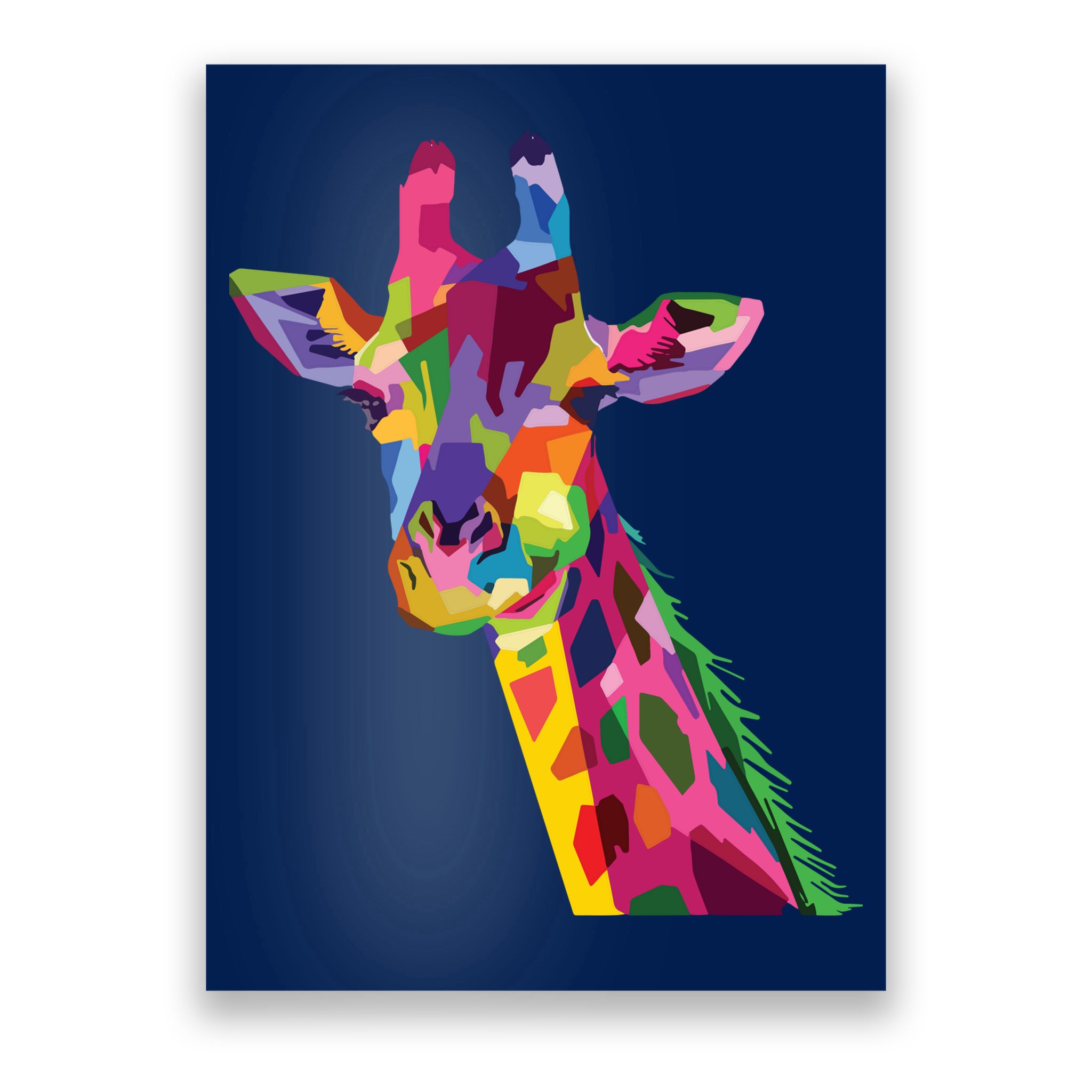 Giraffe Colorful Geometric Mammal Fauna Pop Art Style Poster