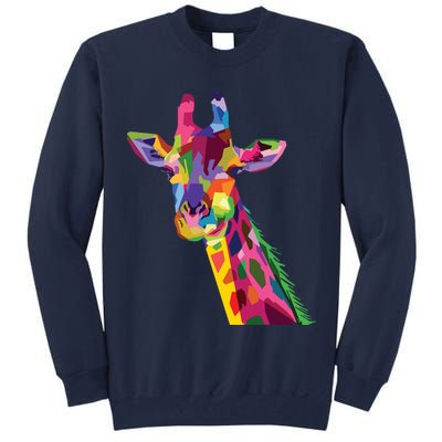 Giraffe Colorful Geometric Mammal Fauna Pop Art Style Tall Sweatshirt