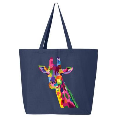 Giraffe Colorful Geometric Mammal Fauna Pop Art Style 25L Jumbo Tote
