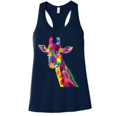 Giraffe Colorful Geometric Mammal Fauna Pop Art Style Womens Tank Top