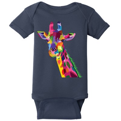 Giraffe Colorful Geometric Mammal Fauna Pop Art Style Baby Bodysuit