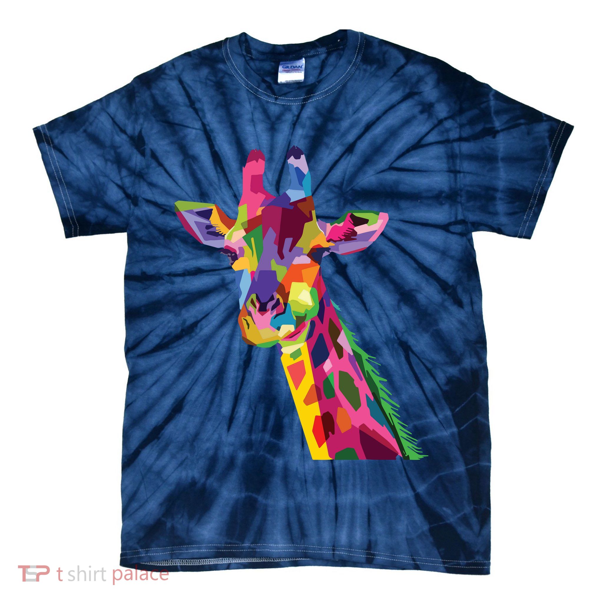 Giraffe Colorful Geometric Mammal Fauna Pop Art Style Tie-Dye T-Shirt