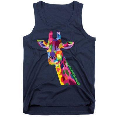 Giraffe Colorful Geometric Mammal Fauna Pop Art Style Tank Top