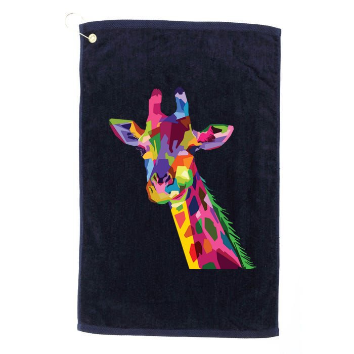 Giraffe Colorful Geometric Mammal Fauna Pop Art Style Platinum Collection Golf Towel