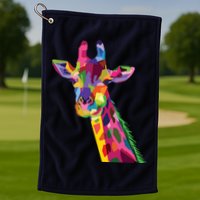 Giraffe Colorful Geometric Mammal Fauna Pop Art Style Golf Towel