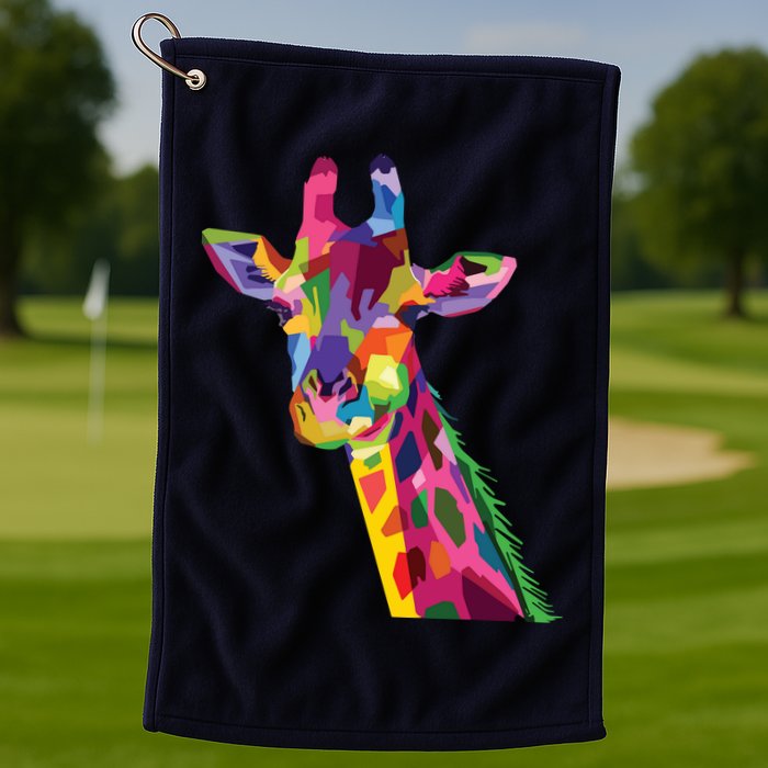 Giraffe Colorful Geometric Mammal Fauna Pop Art Style Golf Towel