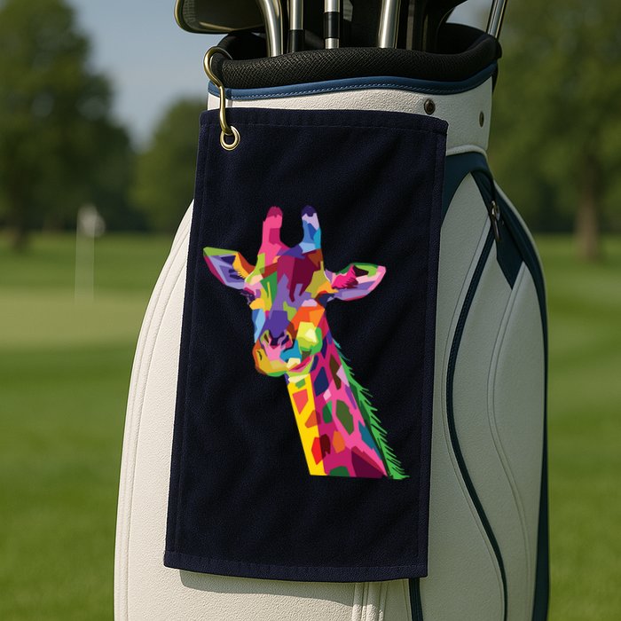 Giraffe Colorful Geometric Mammal Fauna Pop Art Style Golf Towel