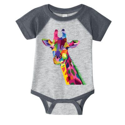 Giraffe Colorful Geometric Mammal Fauna Pop Art Style Infant Baby Jersey Bodysuit
