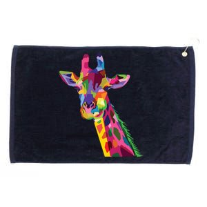 Giraffe Colorful Geometric Mammal Fauna Pop Art Style Grommeted Golf Towel