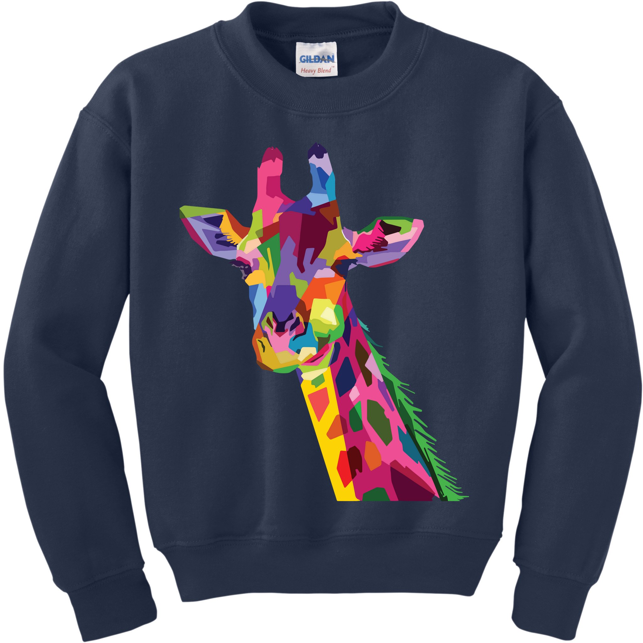 Giraffe Colorful Geometric Mammal Fauna Pop Art Style Kids Sweatshirt
