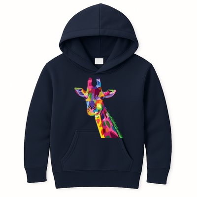 Giraffe Colorful Geometric Mammal Fauna Pop Art Style Kids Hoodie