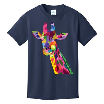 Giraffe Colorful Geometric Mammal Fauna Pop Art Style Kids T-Shirt