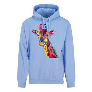 Giraffe Colorful Geometric Mammal Fauna Pop Art Style Unisex Surf Hoodie