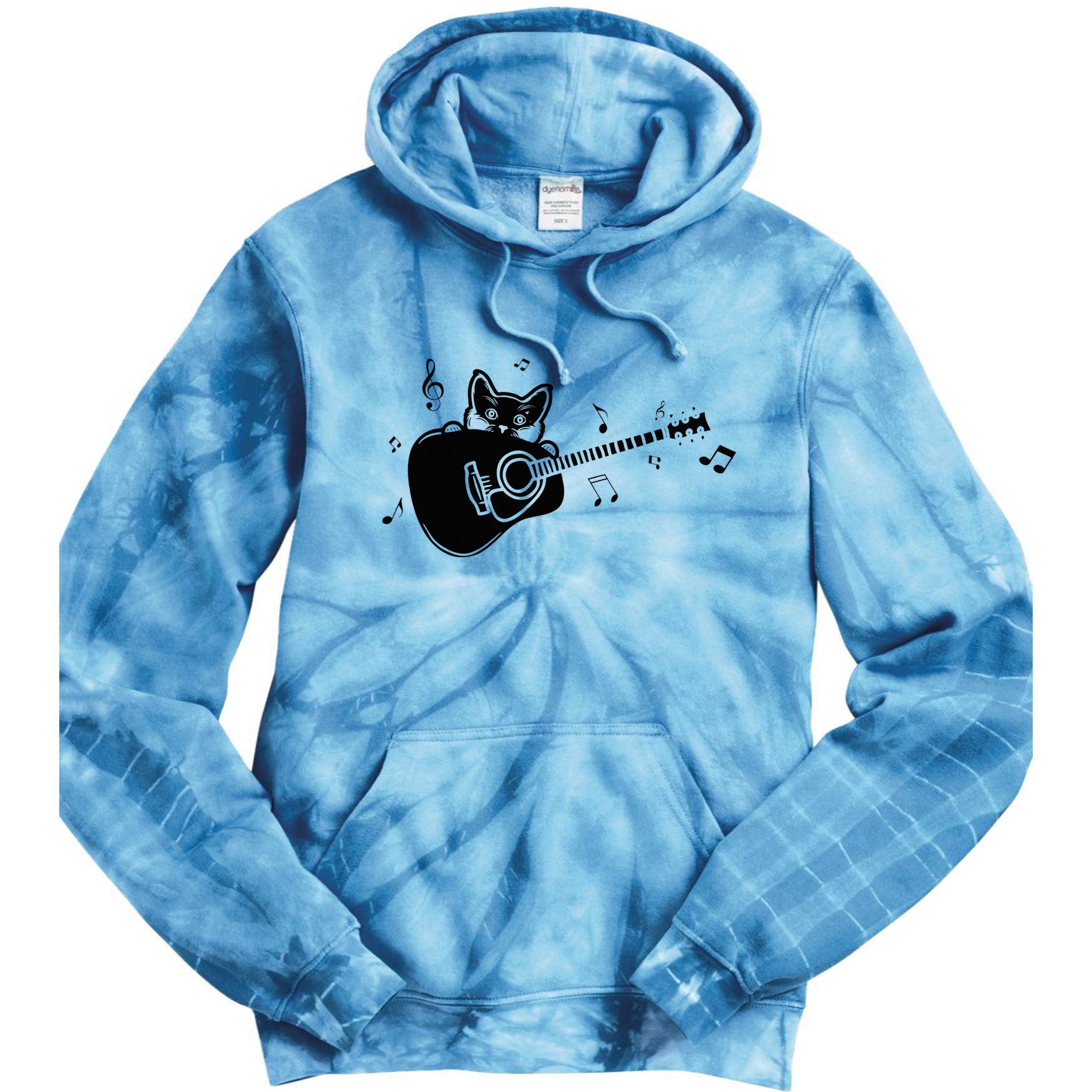 Guitarist Cat Guitar Music Lover Tie Dye Hoodie