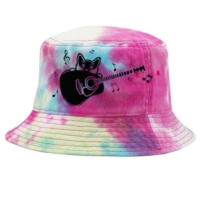 Guitarist Cat Guitar Music Lover Tie-Dyed Bucket Hat